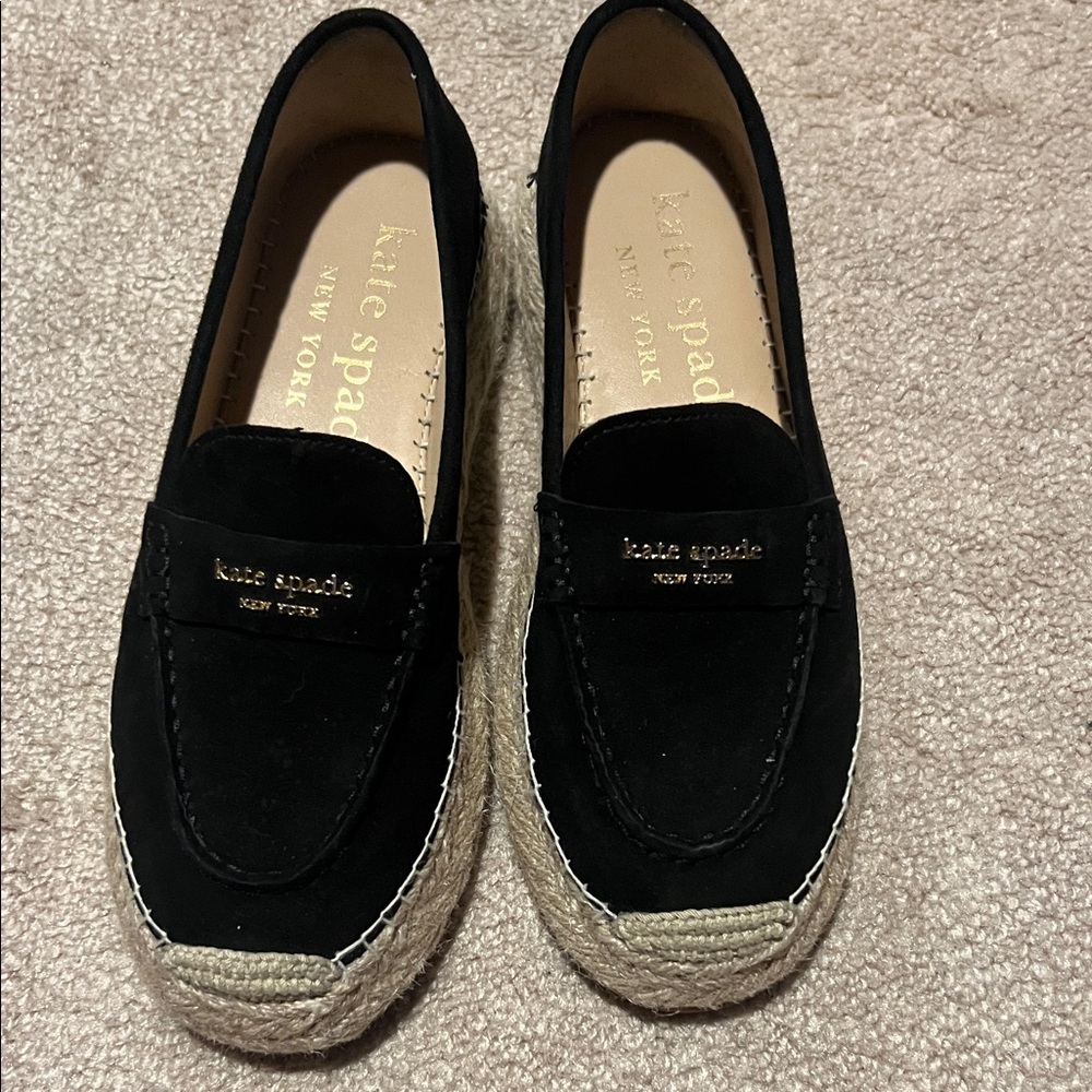Kate Spade Black Suede Espadrille Flats